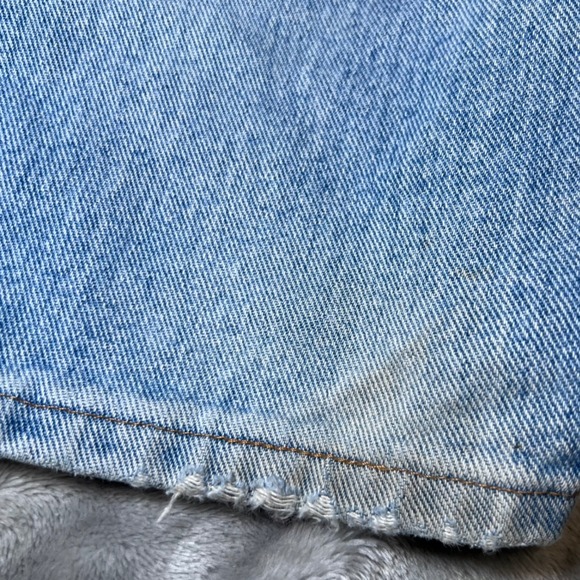 Wrangler Blue Jeans Mens 32x34 Denim Relaxed Fit Denim Straight Leg Y2K Distress - Picture 10 of 16